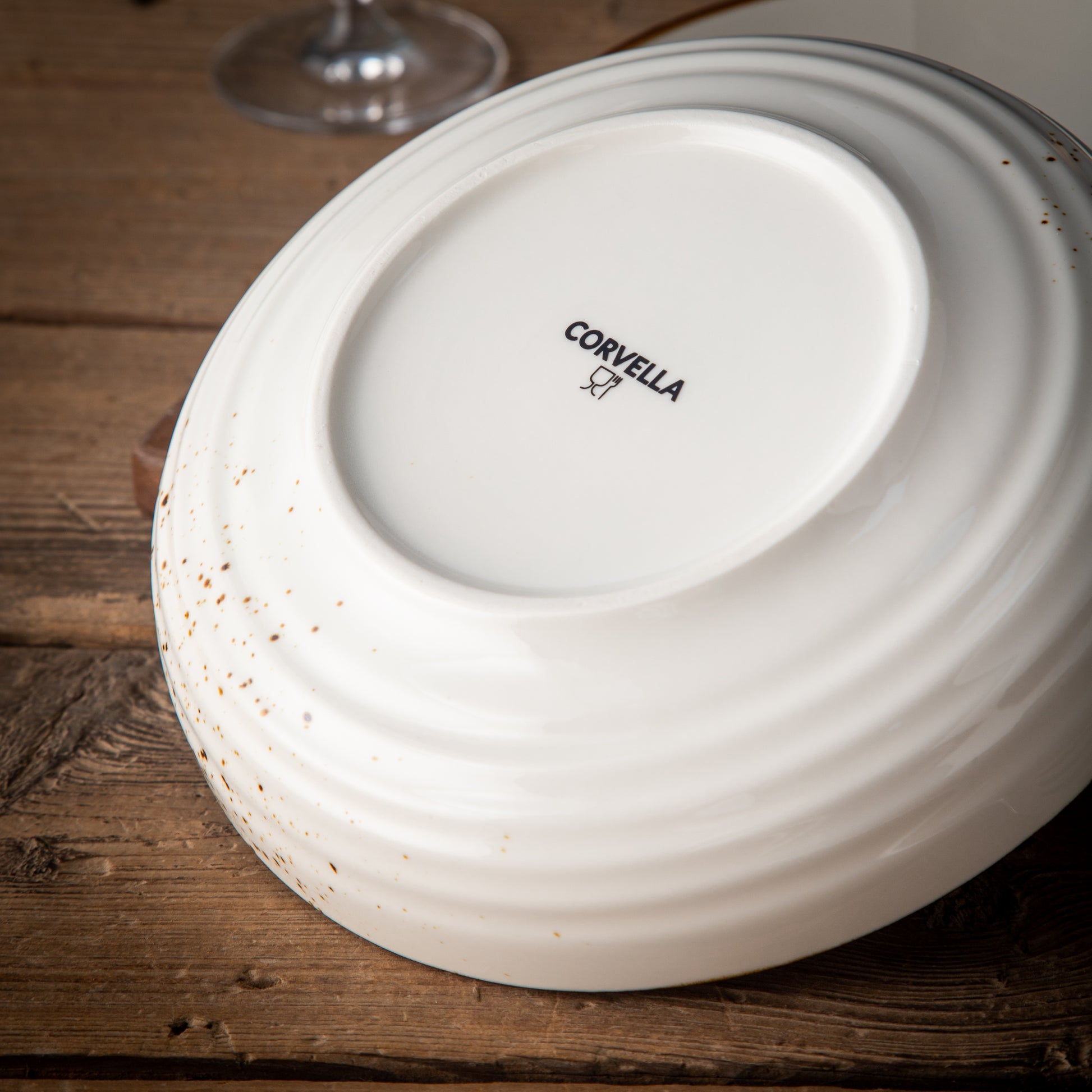 Multipurpose Porcelain Bowls - Set of 2 White Rustic Speckled Design