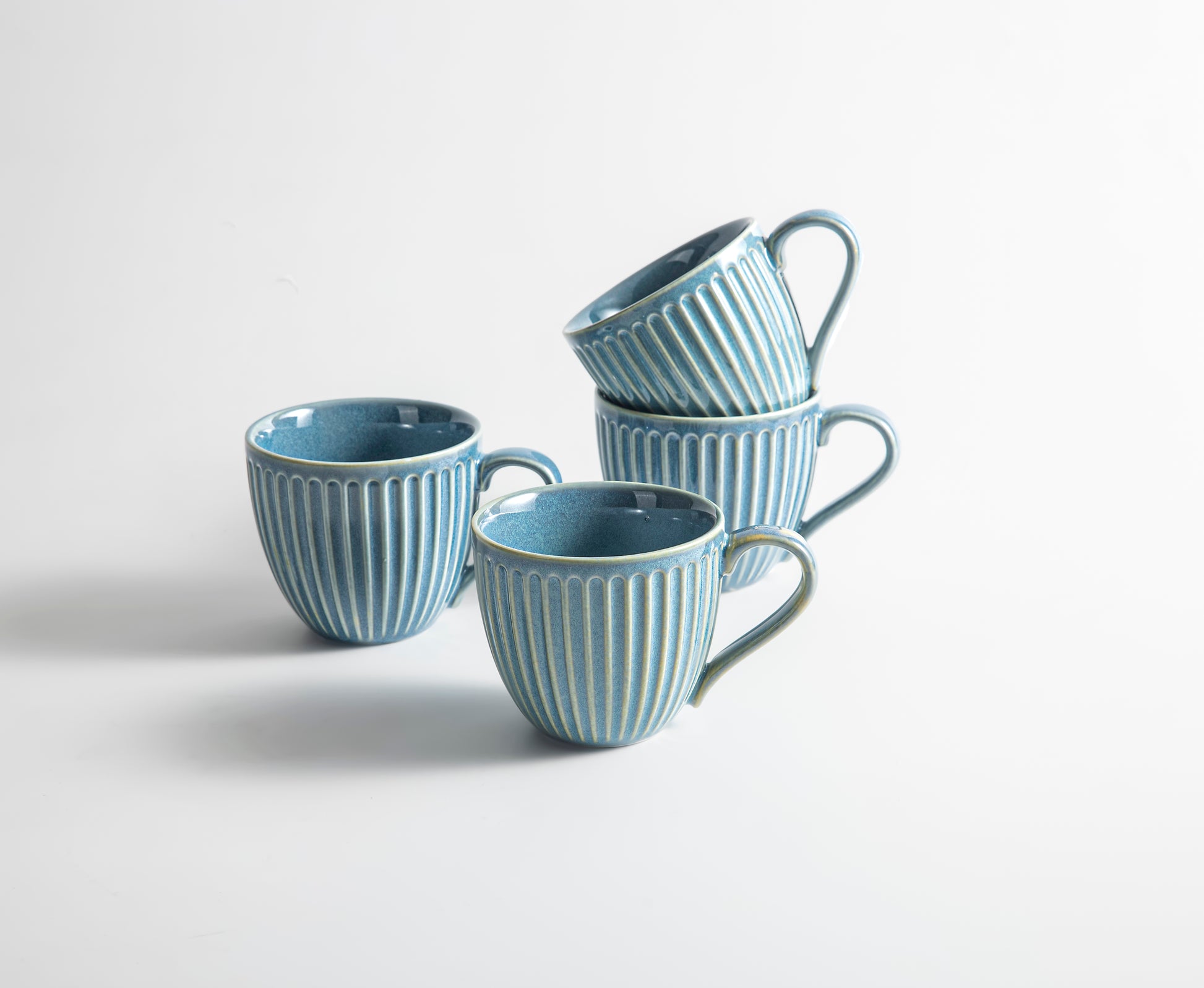 Rustic Style Ceramic Cups, Set of 4 - 270ml (9oz)