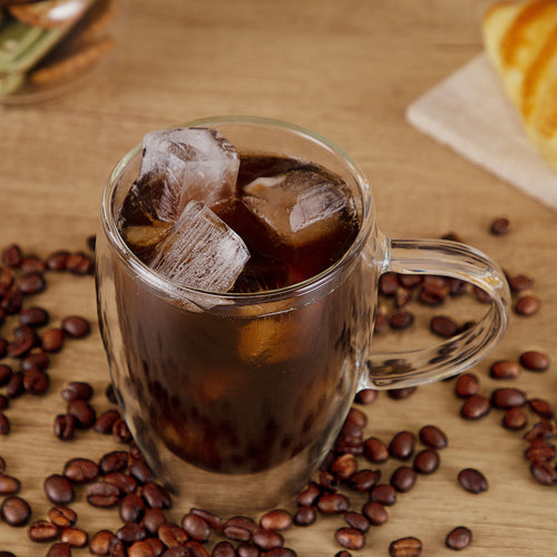 Double Walled Glass Mugs with Handle, Set of 4 - 350ml (12oz)