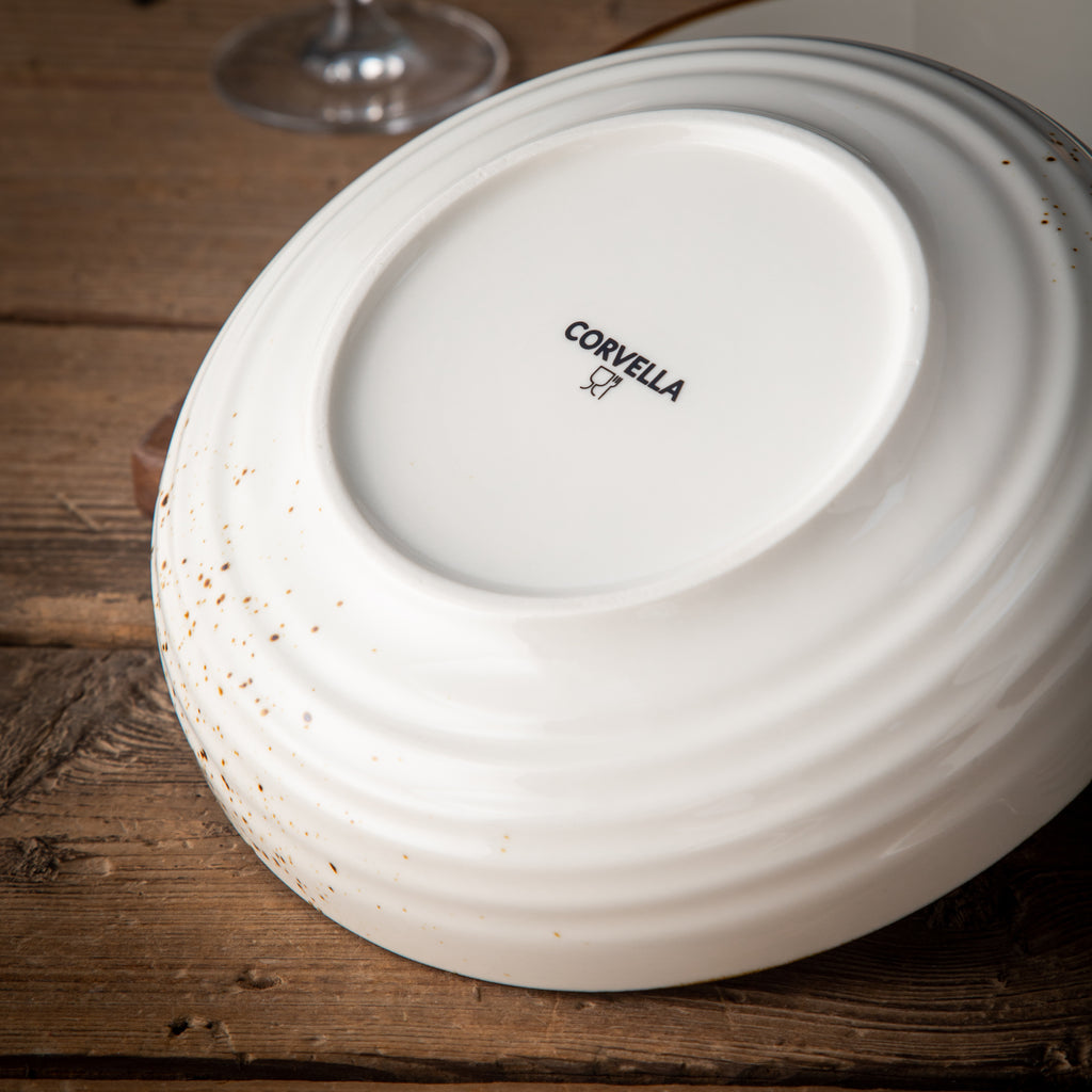 Multipurpose Porcelain Bowls - Set of 2 White Rustic Speckled Design