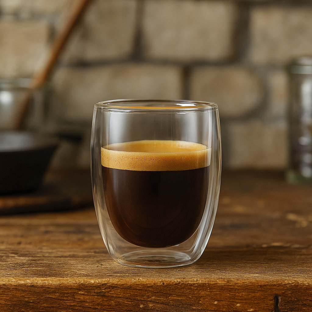 Double Walled Glass Mugs without Handle, Set of 4 - 350ml (12oz)