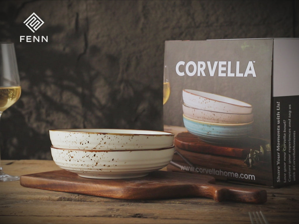 Multipurpose Porcelain Bowls - Set of 2 White Rustic Speckled Design