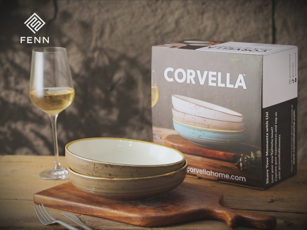 Multipurpose Porcelain Bowls - Set of 2 Beige Rustic Speckled Design